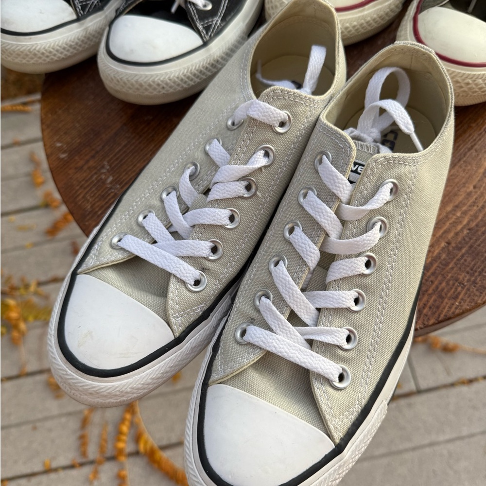 Converse Chuck Taylor Low Top Sneakers in Black, Cream, and Olive - Picture 4 of 6